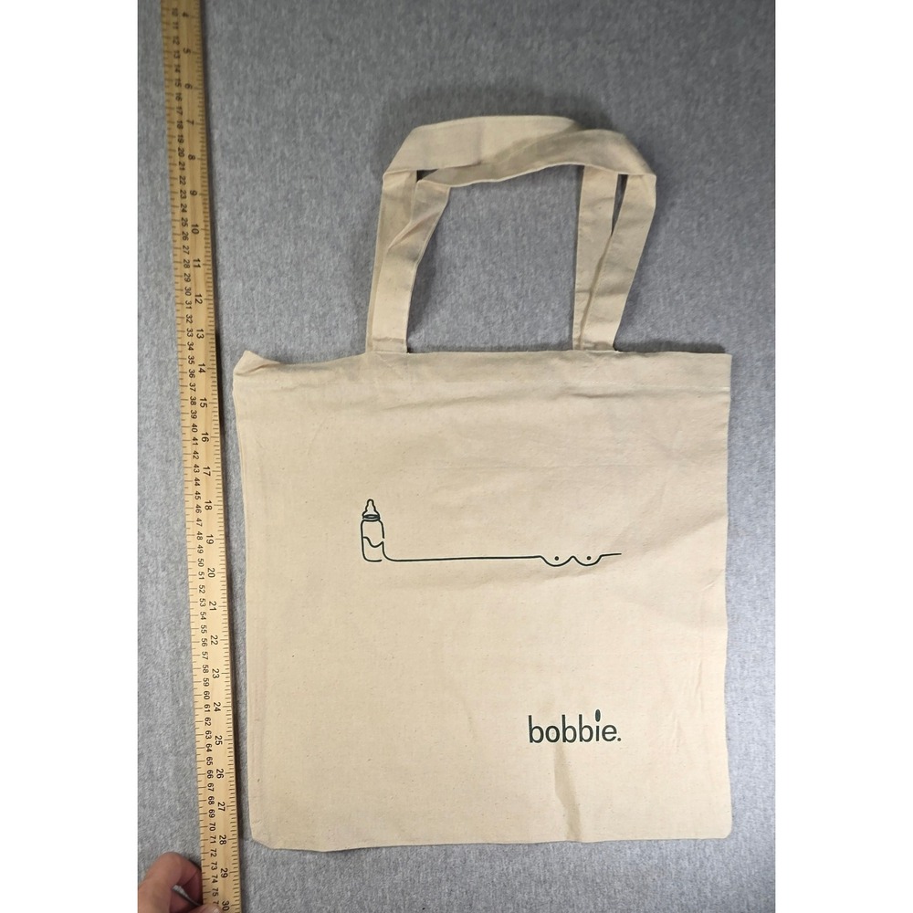 Bobbie Canvas Tote Bag Cream Natural Cotton Reusable Shopper Minimalist Graphic